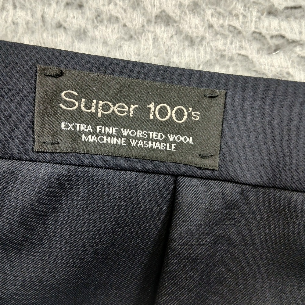 Dockers Collection‎ Super 100's Worsted Wool Pleated Pants 40x32 Navy EUC - Picture 4 of 9